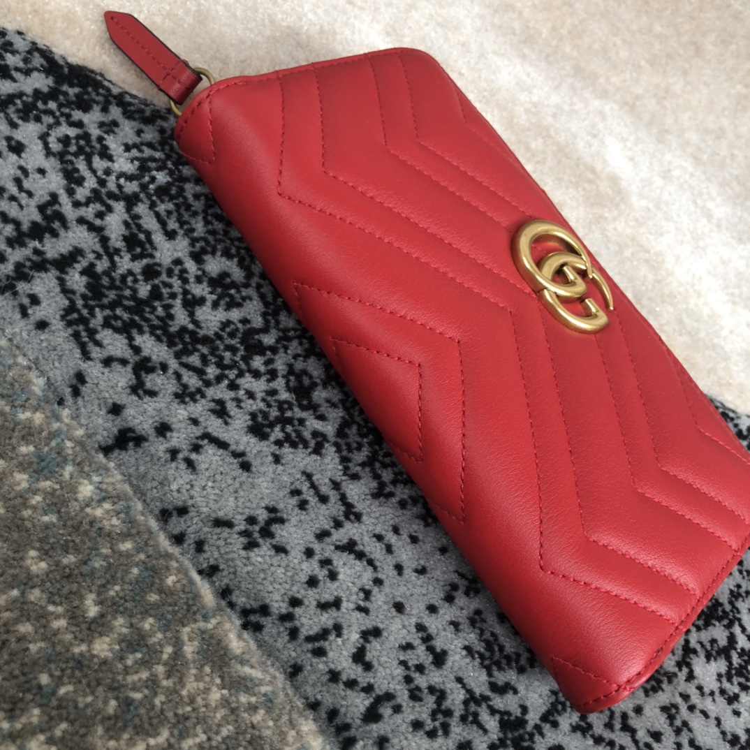 Gucci GG Marmont Zip Around Wallet 443123 Red